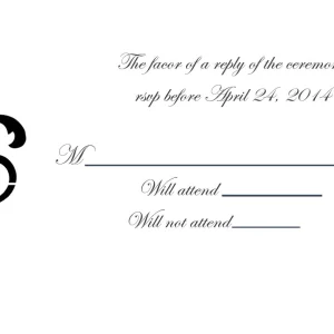 classic black white RSVP card elegant scroll design formal wedding response card vintage flourish minimal wedding stationery
