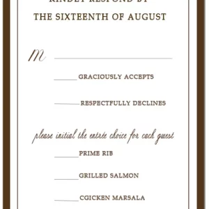 classic border RSVP card elegant formal wedding response card traditional typography framed design neutral tones