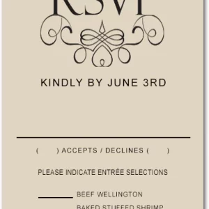 classic monogram wedding rsvp card neutral beige elegant minimalist formal wedding response card black typography