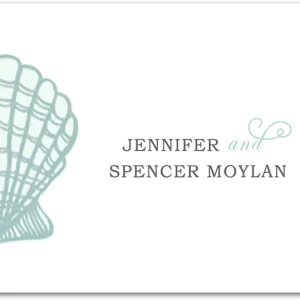 coastal wedding thank you card teal seashell design elegant beach wedding stationery