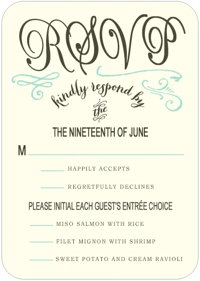 modern wordart RSVP card contemporary wedding response card minimalist typography clean elegant layout