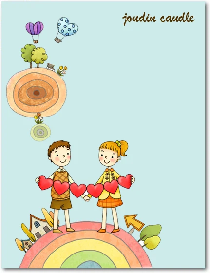 cute kids thank you card rainbow illustration children holding hearts whimsical cartoon thank you card playful design