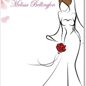 elegant bride thank you card floral design sketch bride illustration wedding thank you card feminine romantic stationery