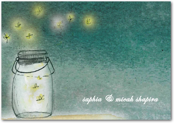 mason jar fireflies wedding thank you card rustic romantic outdoor design