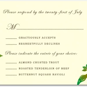floral bird RSVP card garden wedding response card nature inspired vintage botanical design elegant stationery
