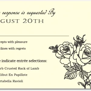 floral vintage RSVP card rose illustration elegant wedding response card classic typography entree selection