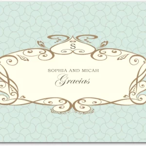 elegant gracias thank you card vintage ornate frame pastel background bilingual wedding thank you card