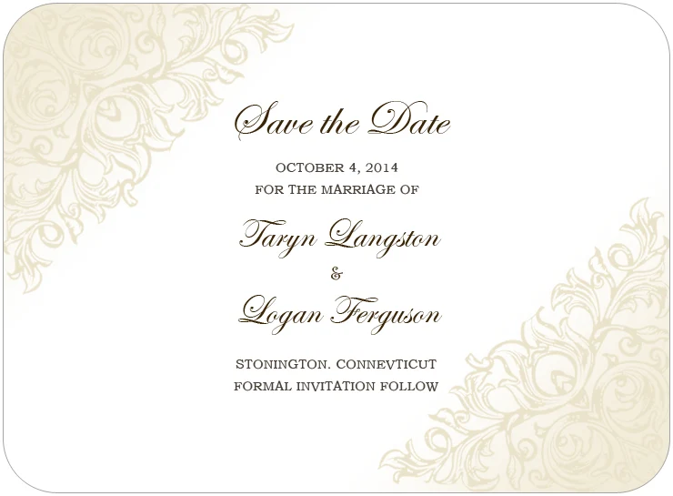 ivory damask save the date card elegant script wedding announcement soft beige ornamental pattern classic design