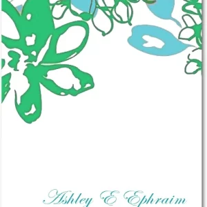 modern abstract green floral wedding thank you card minimalist botanical design