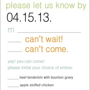 modern fun RSVP card casual wording cant wait wedding response card meal choices contemporary design