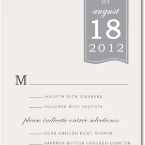 modern gray wedding rsvp card banner date elegant response card menu selection minimalist wedding stationery