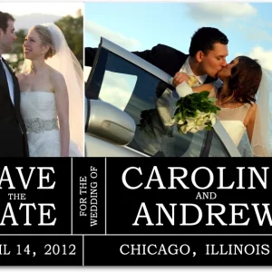 modern photo save the date card black layout wedding collage elegant typography bold design couple photos