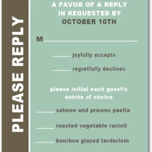 modern sage green wedding rsvp card minimalist response card bold typography contemporary wedding stationery fall wedding design