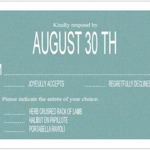 modern teal RSVP card minimalist wedding response card clean typography contemporary design elegant simple layout