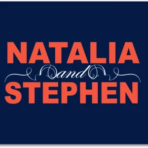 modern navy coral wedding thank you card bold typography minimalist design