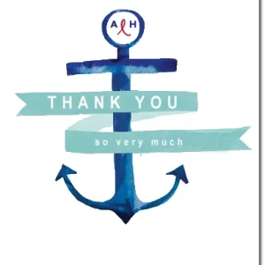 nautical thank you card watercolor anchor design coastal wedding stationery ribbon typography