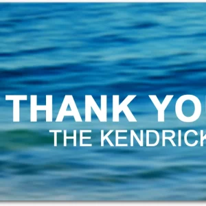 ocean waves thank you card blue water background modern beach wedding bold typography
