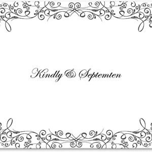 ornate vintage thank you card elegant scroll border formal wedding classic black white design