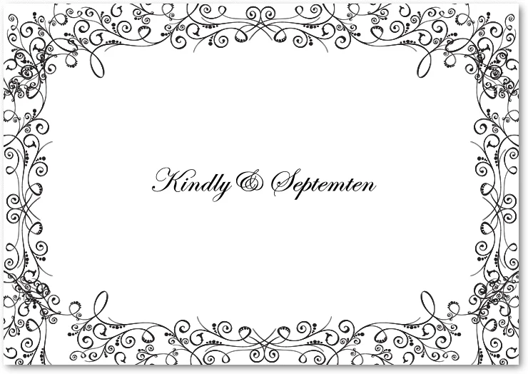 ornate vintage thank you card elegant scroll border formal wedding classic black white design