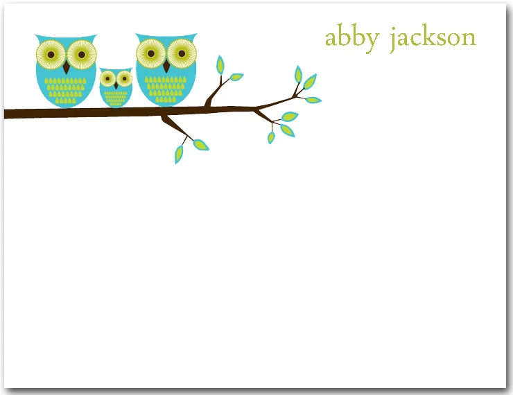 owl thank you card cute owl family branch illustration baby shower thank you card modern owl design