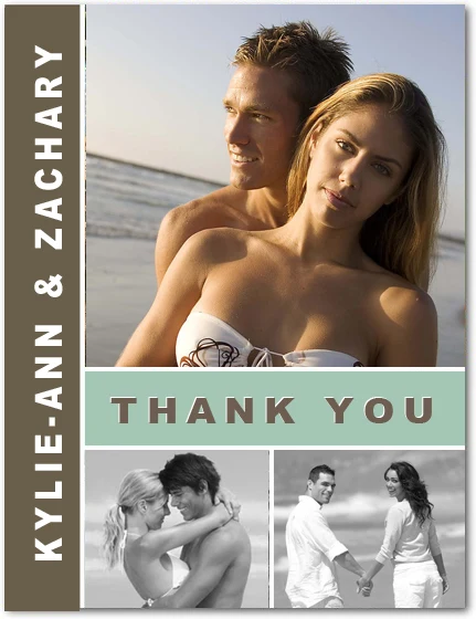 photo collage wedding thank you card beach couple romantic seaside wedding thank you card personalized photo stationery