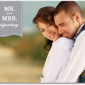 romantic photo wedding thank you card couple portrait soft tones elegant mr and mrs design