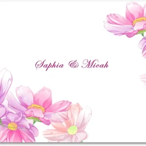 pink floral thank you card elegant garden wedding soft blossom modern design