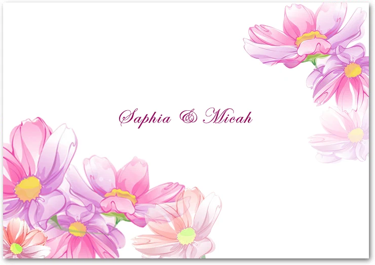 pink floral thank you card elegant garden wedding soft blossom modern design