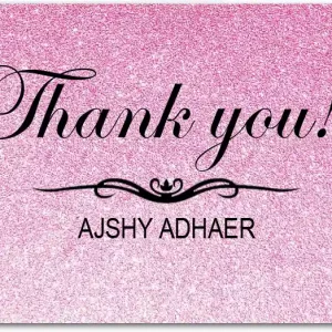 pink glitter thank you card elegant script personalized modern thank you card chic pink textured background