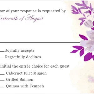 purple floral RSVP card watercolor wedding response card elegant modern floral design soft romantic stationery