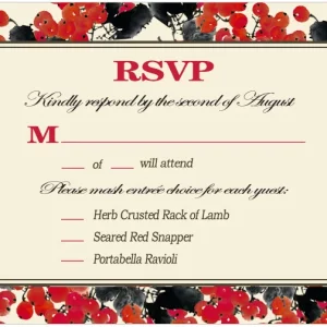 red berry floral RSVP card botanical border elegant wedding response card vintage cream background