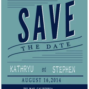 retro typography save the date card teal vintage wedding announcement bold lettering mid century modern design