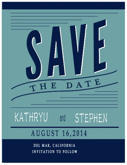 retro typography save the date card teal vintage wedding announcement bold lettering mid century modern design
