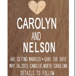 rustic wood save the date card heart minimalist wedding announcement natural texture outdoor wedding design simple typography