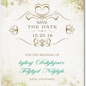 vintage botanical save the date card rustic garden wedding announcement greenery texture elegant ornamental typography