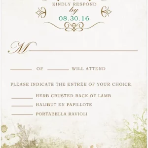 elegant vintage greenery wedding rsvp card with gold accents botanical design