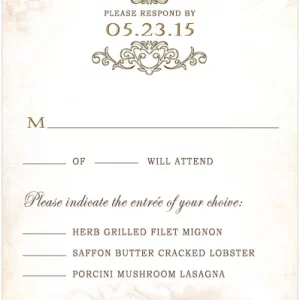 vintage ornate RSVP card elegant classic wedding response card scrollwork antique texture formal design