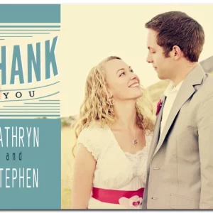 vintage photo thank you card retro wedding design couple portrait typography layout