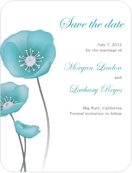 watercolor floral save the date card blue flowers elegant script wedding announcement soft botanical design