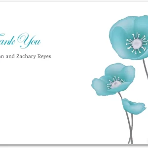 blue watercolor floral wedding thank you card minimalist botanical design elegant