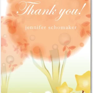 watercolor thank you card floral garden design soft pastel trees flowers elegant nature thank you card