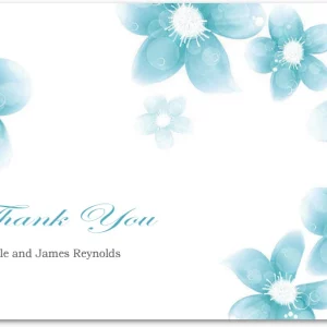 blue watercolor floral wreath wedding thank you card elegant botanical design