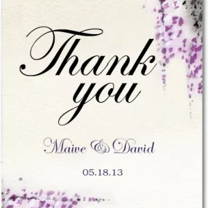 watercolor lavender thank you card purple floral elegant script romantic wedding stationery vintage style