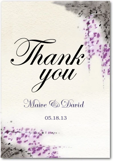 watercolor lavender thank you card purple floral elegant script romantic wedding stationery vintage style
