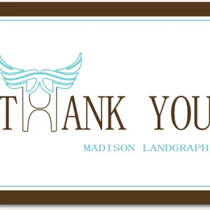 modern thank you card winged typography elegant minimalist design brown teal lettering stylish thank you card