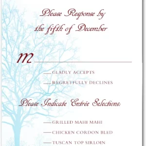 winter tree wedding rsvp card blue botanical elegant response card minimalist nature wedding stationery soft winter theme