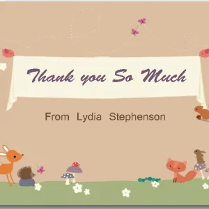 woodland animals thank you card deer fox squirrel forest illustration baby shower thank you card cute animals